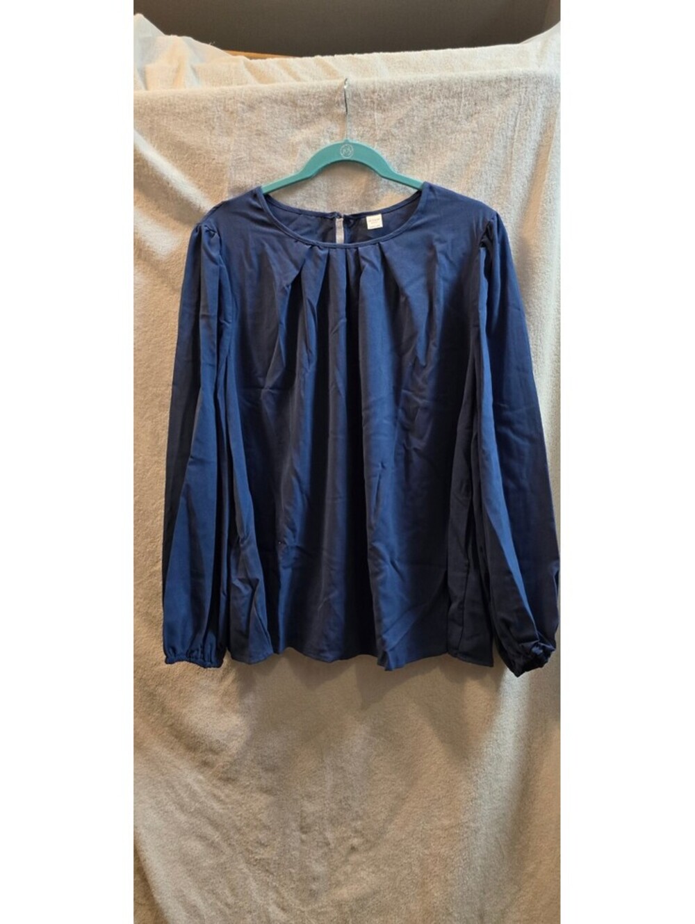 New Plus Size 20-22 Navy Blue Long Sleeve Blouse with Button Closure